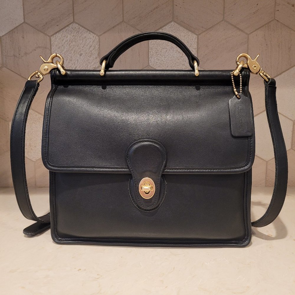 COACH BLACK WILLIS TOP HANDLE CROSSBODY BAG VINTAGE